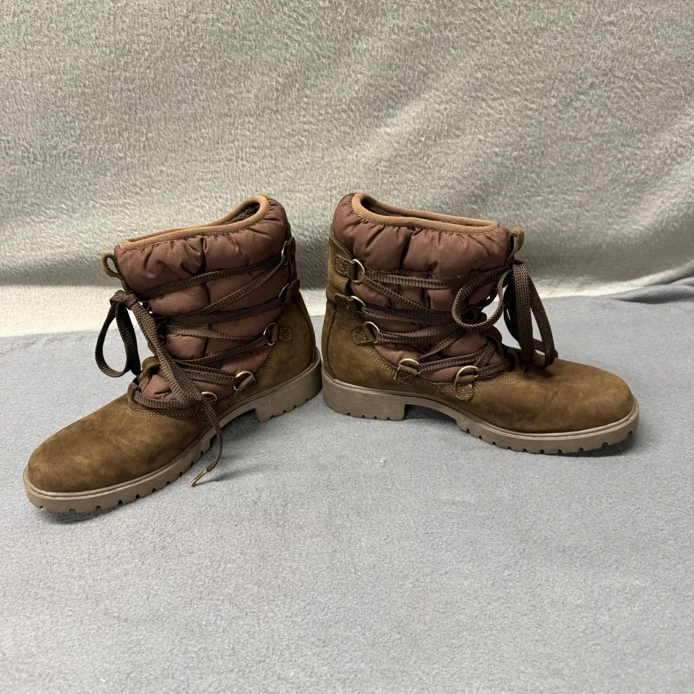 Timberland Boots Womens 9.5 Sherpa Lined‎ 650 Down Insulated Brown Leather